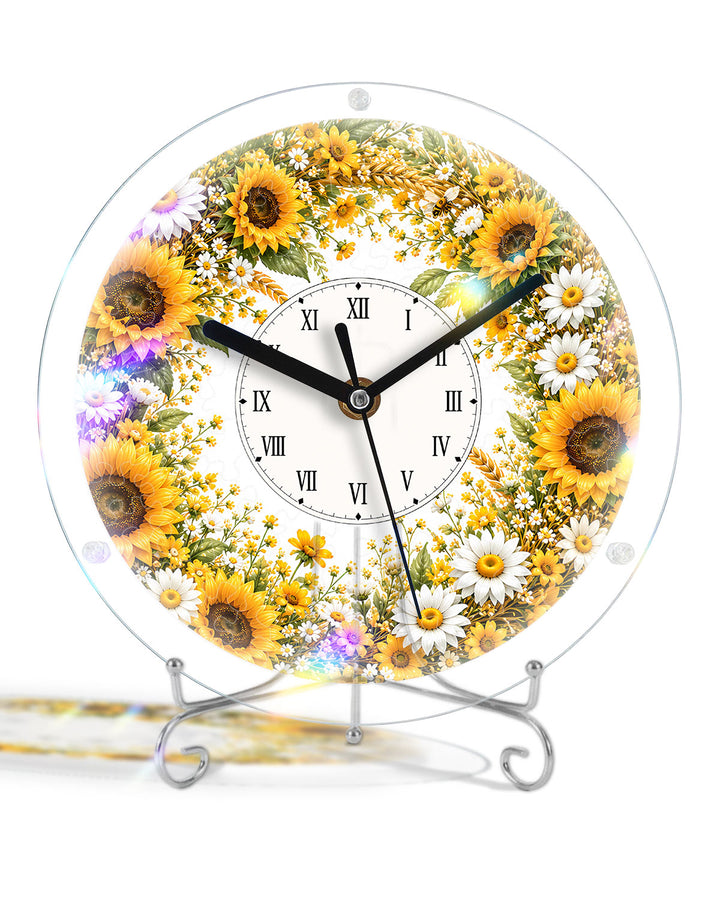 DIY Acrylic Puzzle Clock Kit - Golden Sunflower Field