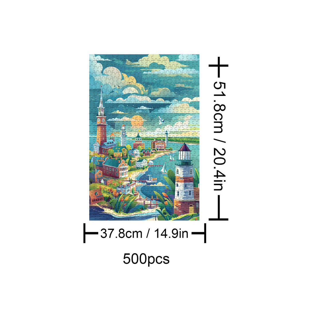 Coastal City 500 / 1000 Piece Puzzle - By Woodbests