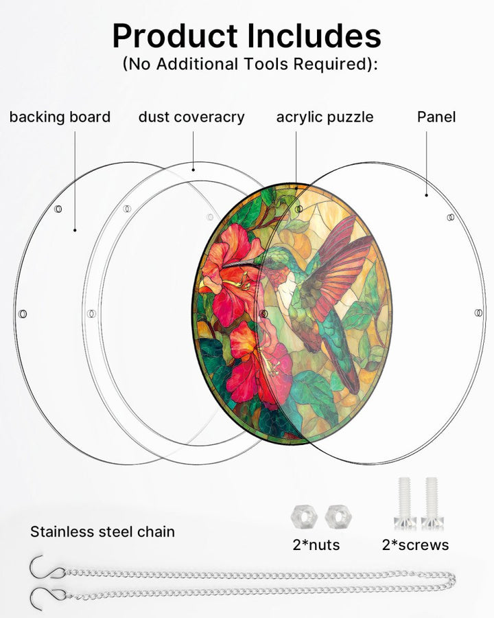 Acrylic Jigsaw Puzzle Suncatcher - Emerald Flame Hummingbird