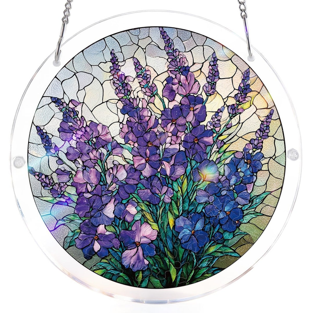 Acrylic Jigsaw Puzzle Suncatcher - Violet Garden Grace