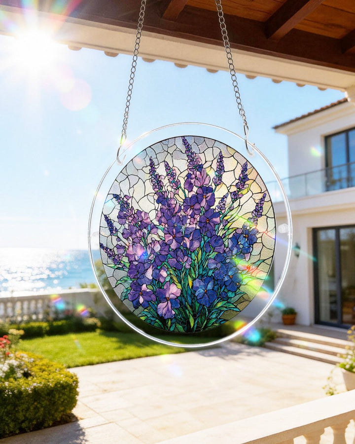 Acrylic Jigsaw Puzzle Suncatcher - Violet Garden Grace
