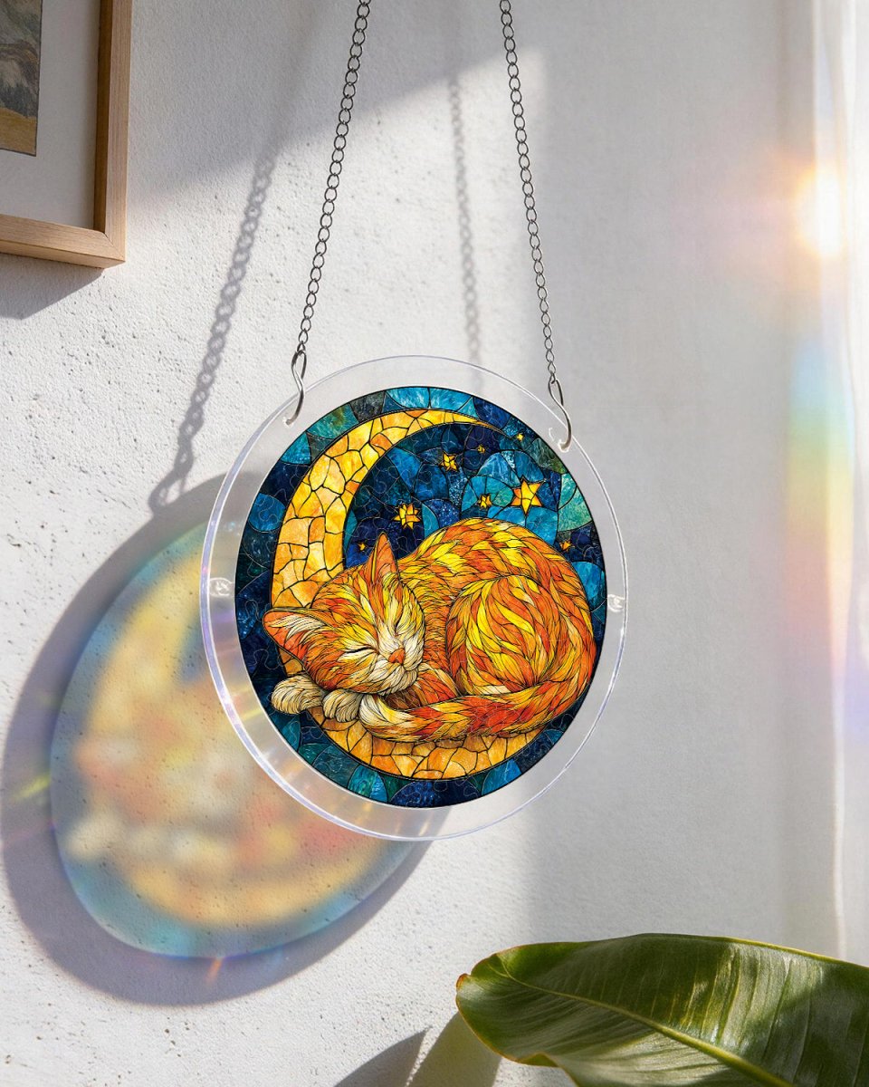 Acrylic Jigsaw Puzzle Suncatcher - Starry Moon Cat