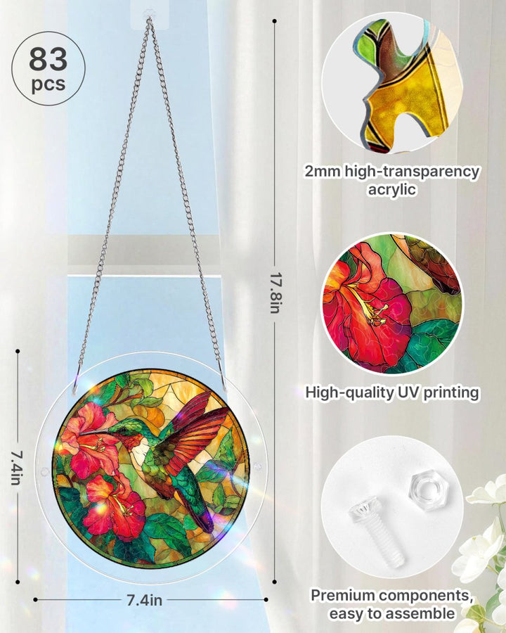 Acrylic Jigsaw Puzzle Suncatcher - Emerald Flame Hummingbird