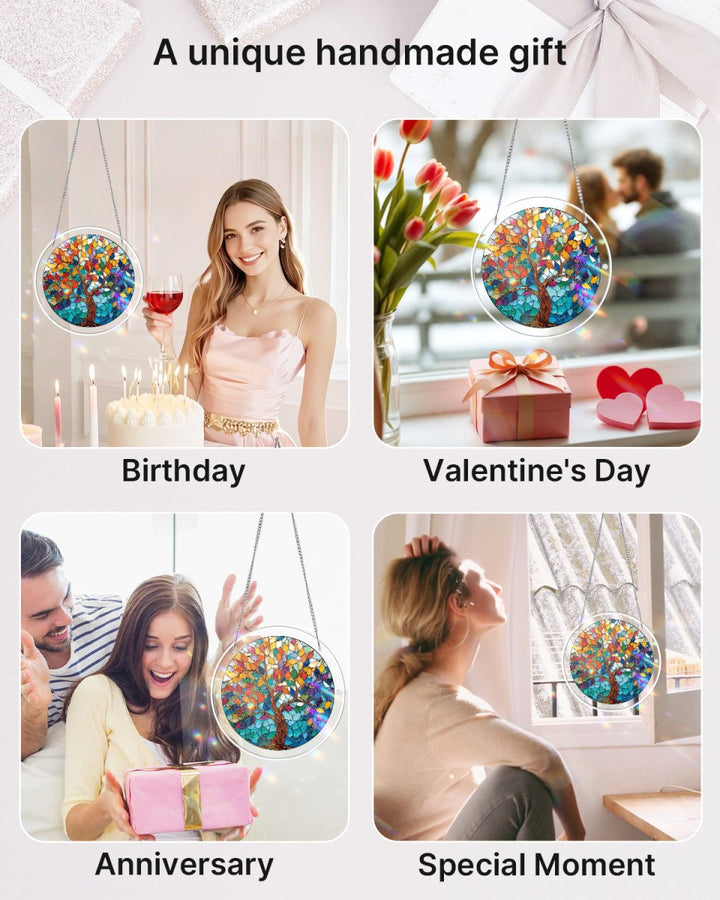 Acrylic Jigsaw Puzzle Suncatcher - Tree of Luminous Leaves