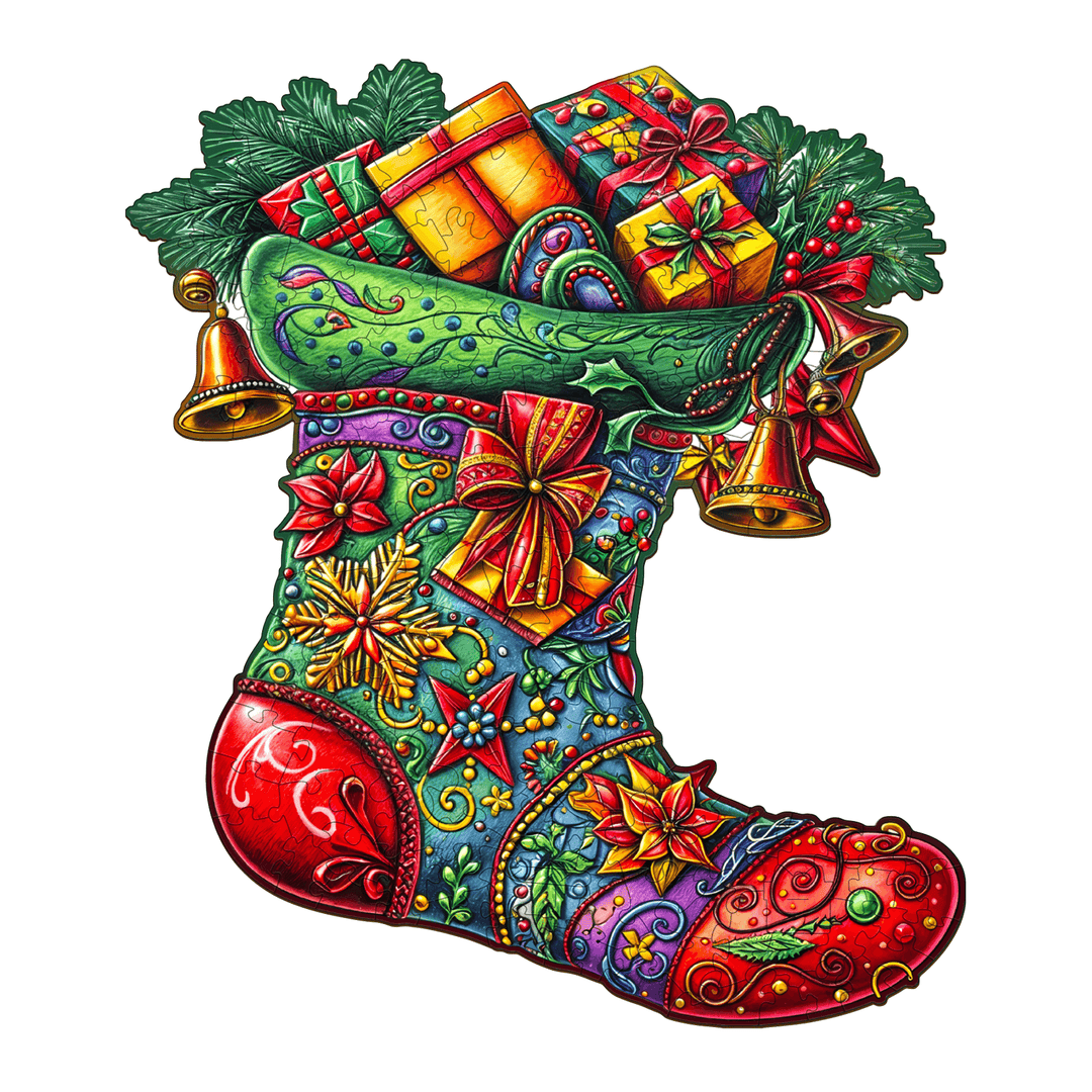 Christmas Socks Wooden Jigsaw Puzzle - Woodbests