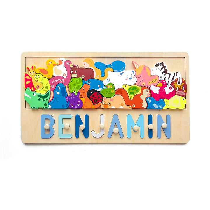 Personalized Baby Name Puzzle With Different Animals-Woodbests