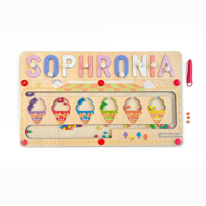 Personalized Baby Name Magnetic Maze Puzzle - Ice Cream-Woodbests