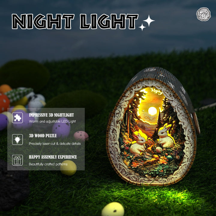 Rabbit in the Forest Kit - 3D Wooden Puzzle Night Light
