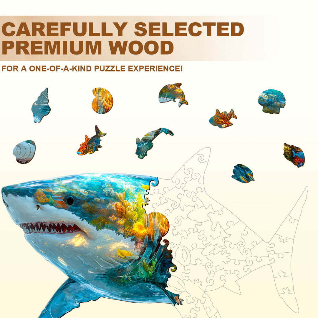 Flower shark Wooden Jigsaw Puzzle