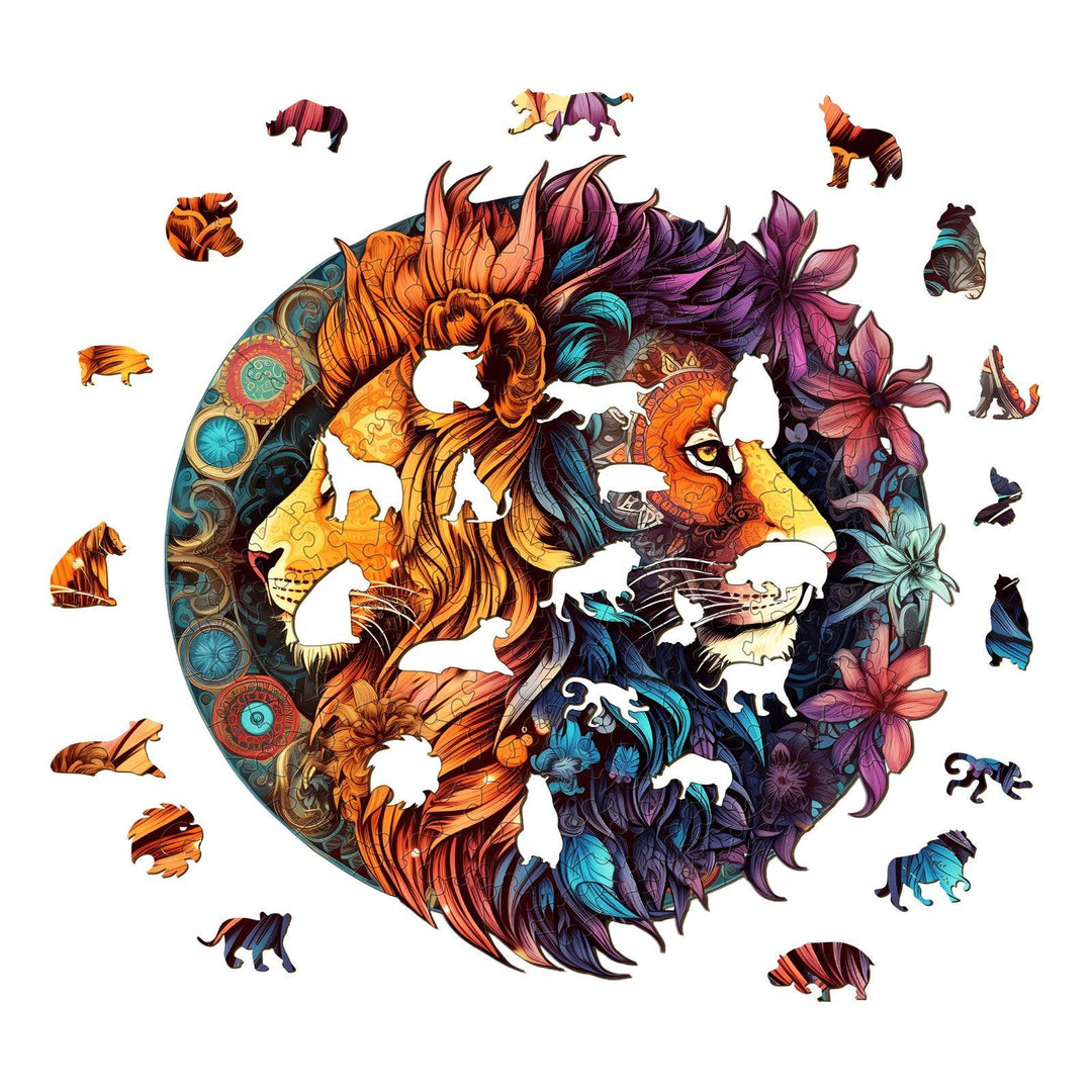 Yin-Yang Lion 2 Wooden Jigsaw Puzzle-Woodbests