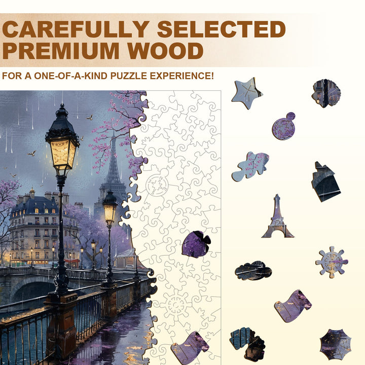 Paris In The Rain Wooden Jigsaw Puzzle