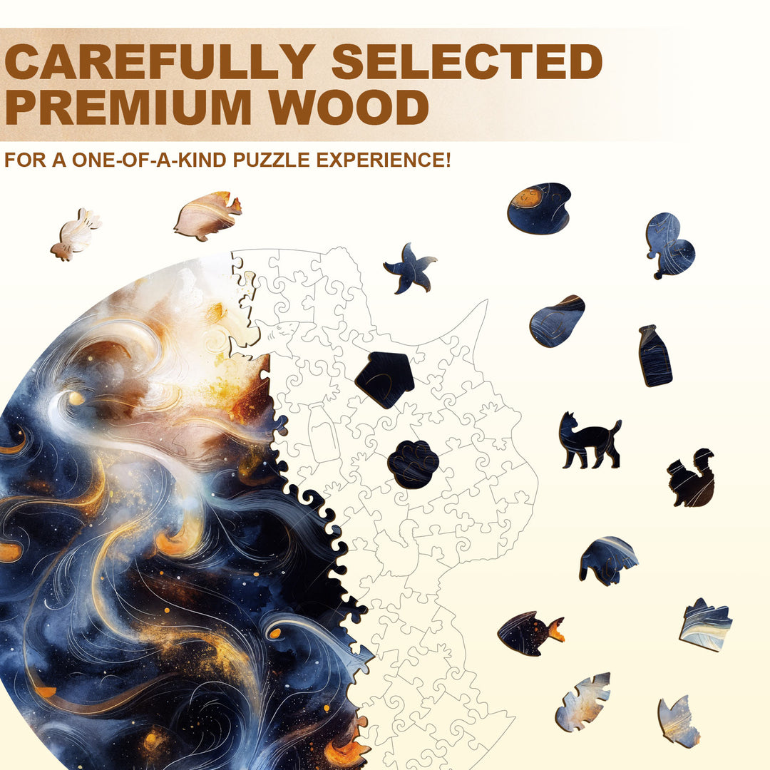 Nebula Cat Wooden Jigsaw Puzzle