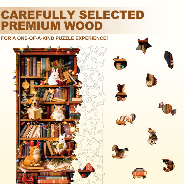 The Cozy Bookshelf Wooden Jigsaw Puzzle