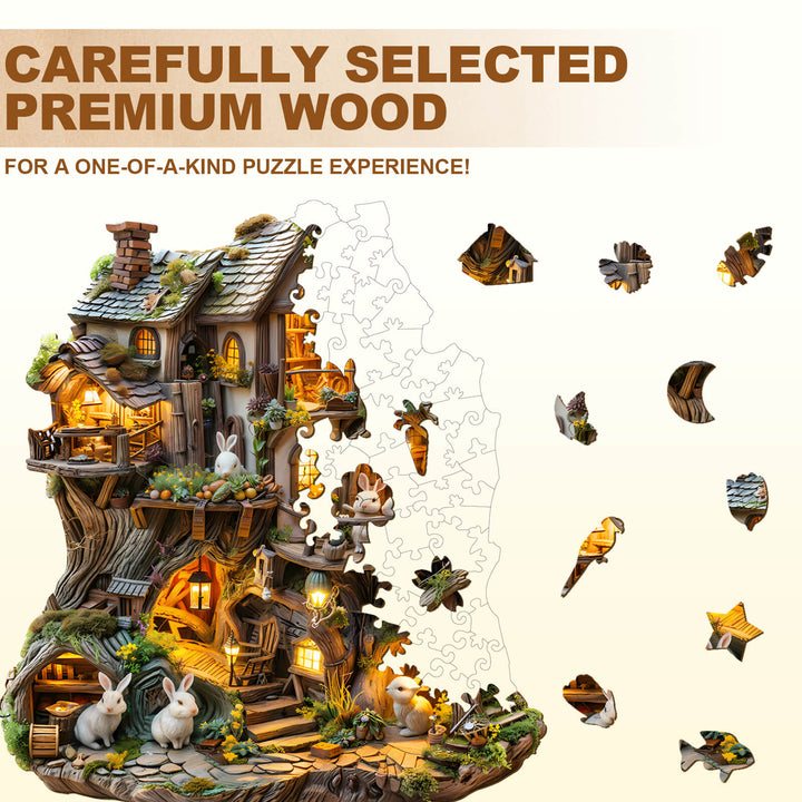 Rabbit's Tree House  Wooden Jigsaw Puzzle