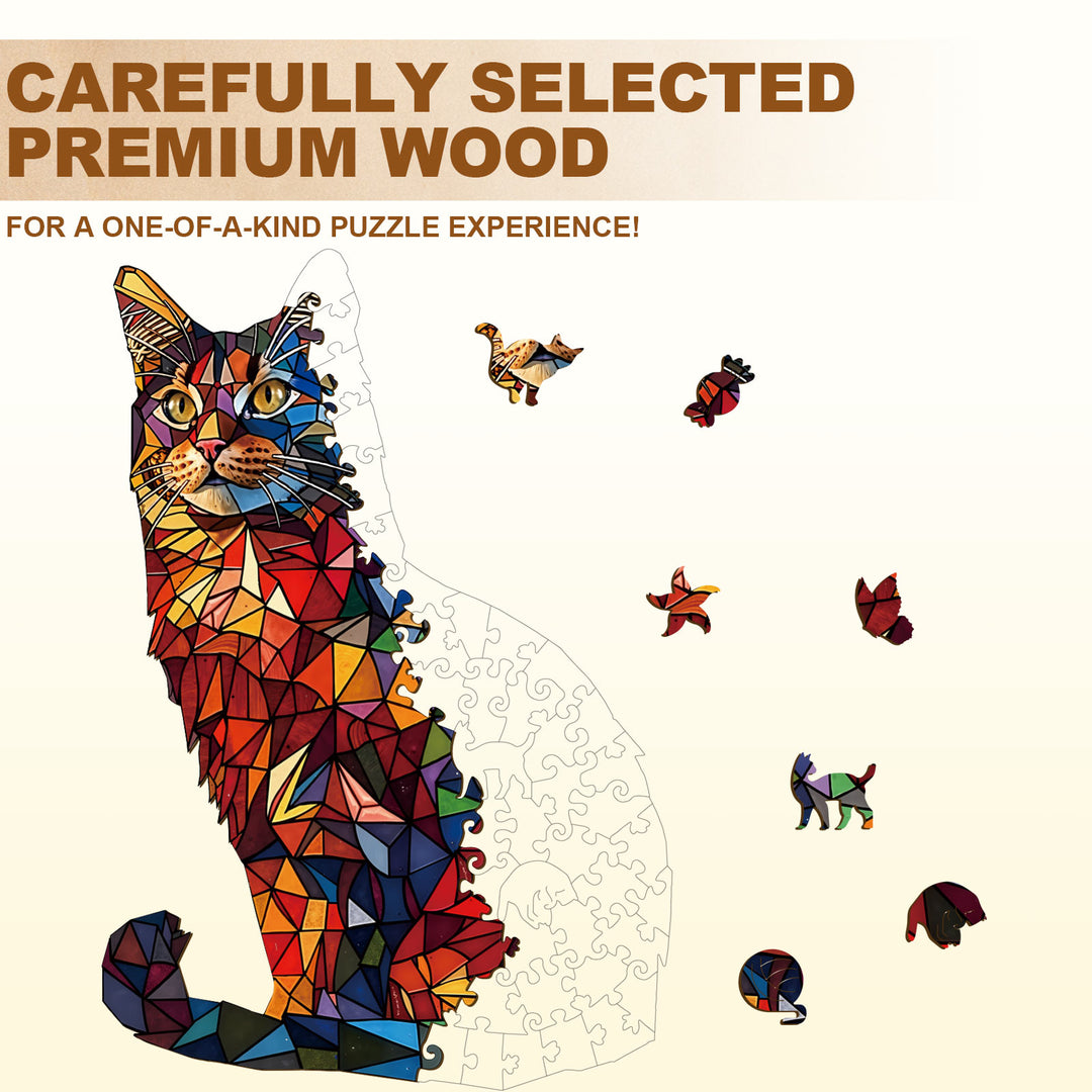 Kaleido Cat Wooden Jigsaw Puzzle