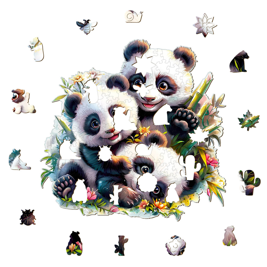 Panda Family Wooden Jigsaw Puzzle - By Woodbests