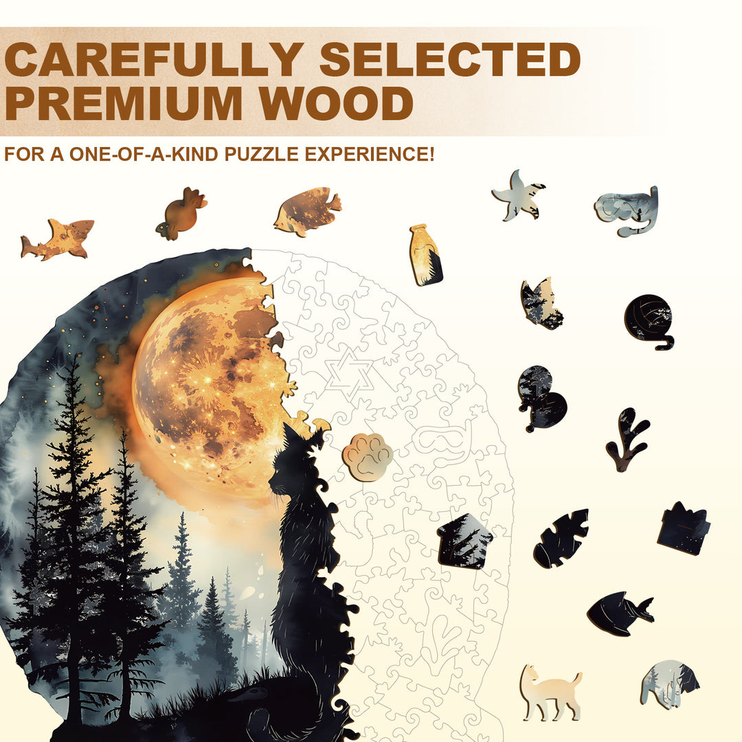 Moonlit Vigil Wooden Jigsaw Puzzle