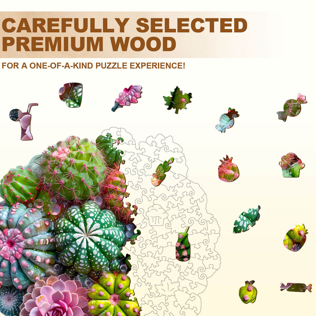 Cactus and Succulents Wooden Jigsaw Puzzle