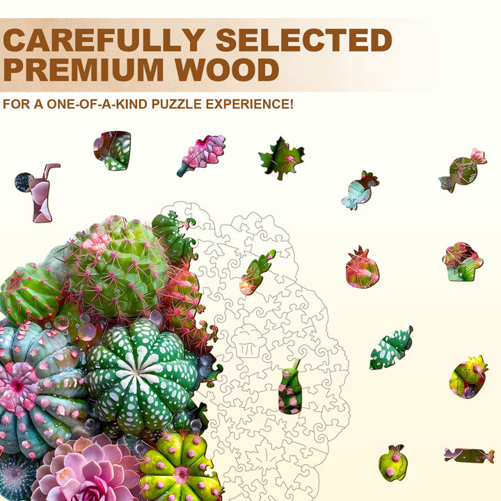 Cactus and Succulents Wooden Jigsaw Puzzle