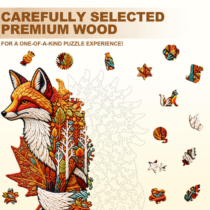 Knitted Autumn Fox Wooden Jigsaw Puzzle
