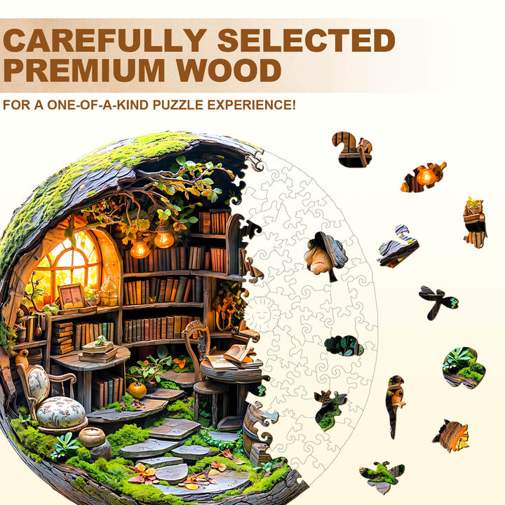 3D Mossy Library Wooden Jigsaw Puzzle