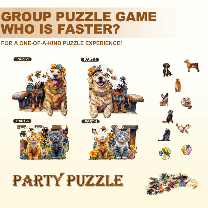 Party Puzzle-Pets on the Bench