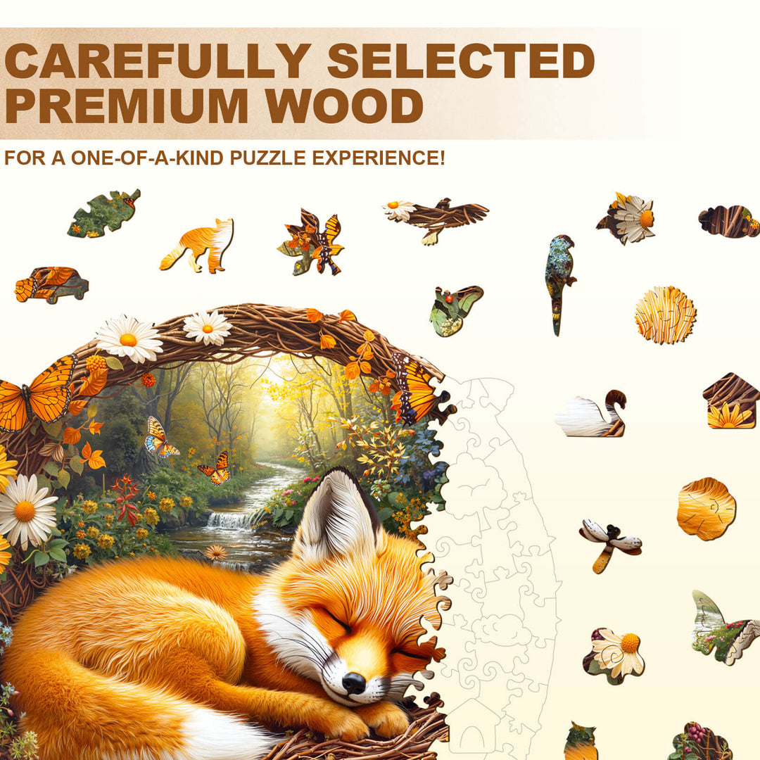 Lazy little fox Wooden Jigsaw Puzzle