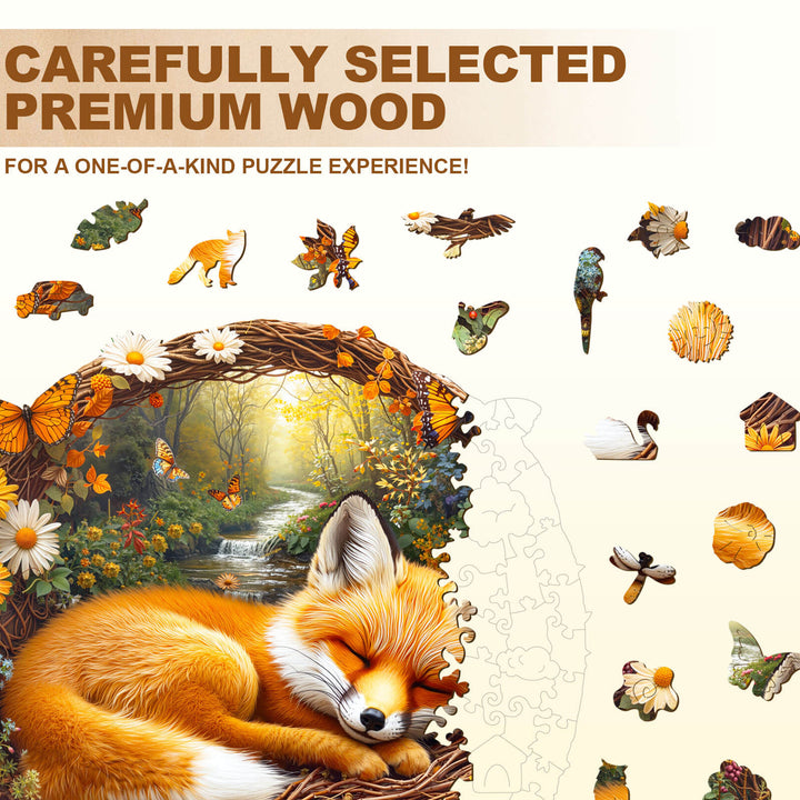 Lazy little fox Wooden Jigsaw Puzzle