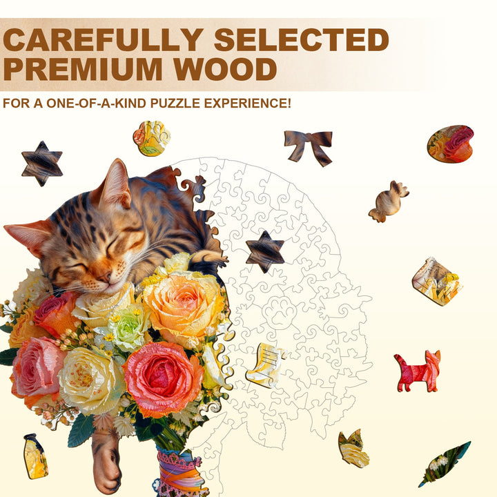 Kitten Bouquet Wooden Jigsaw Puzzle