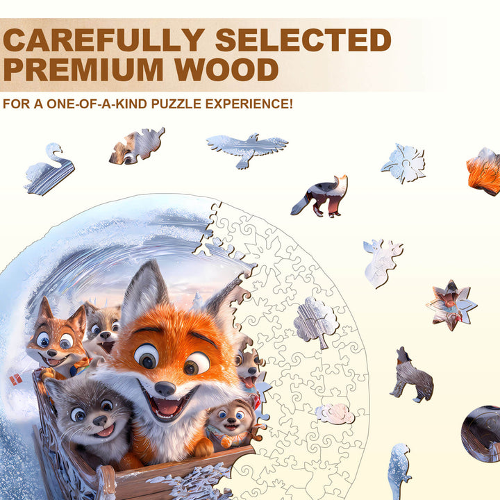 3D Sleigh Fox Wooden Jigsaw Puzzle