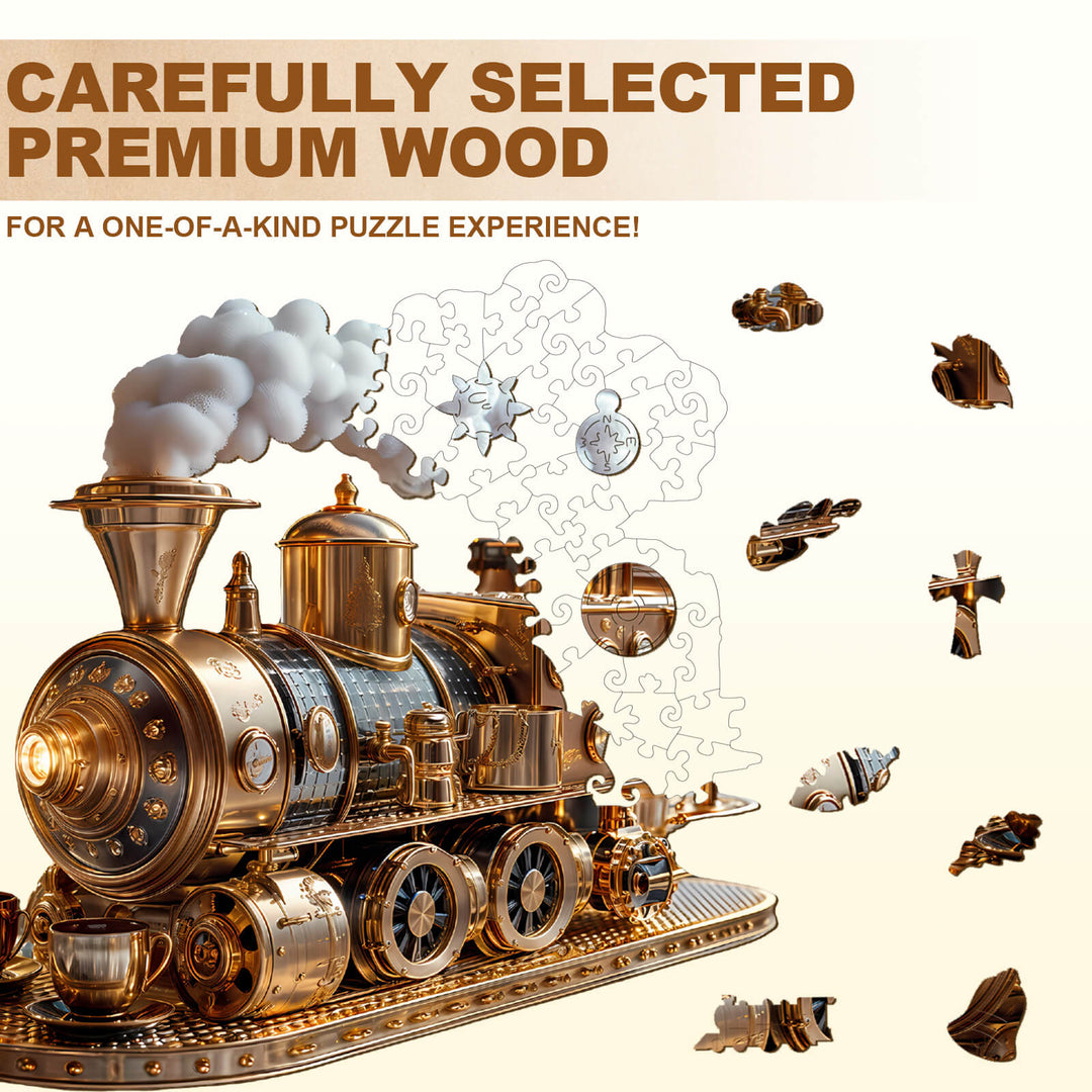 Train coffee machine Wooden Jigsaw Puzzle