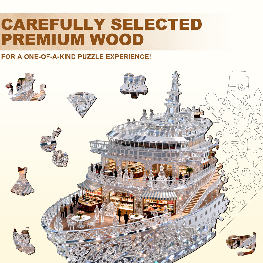 Glass Cruise Ship Wooden Jigsaw Puzzle