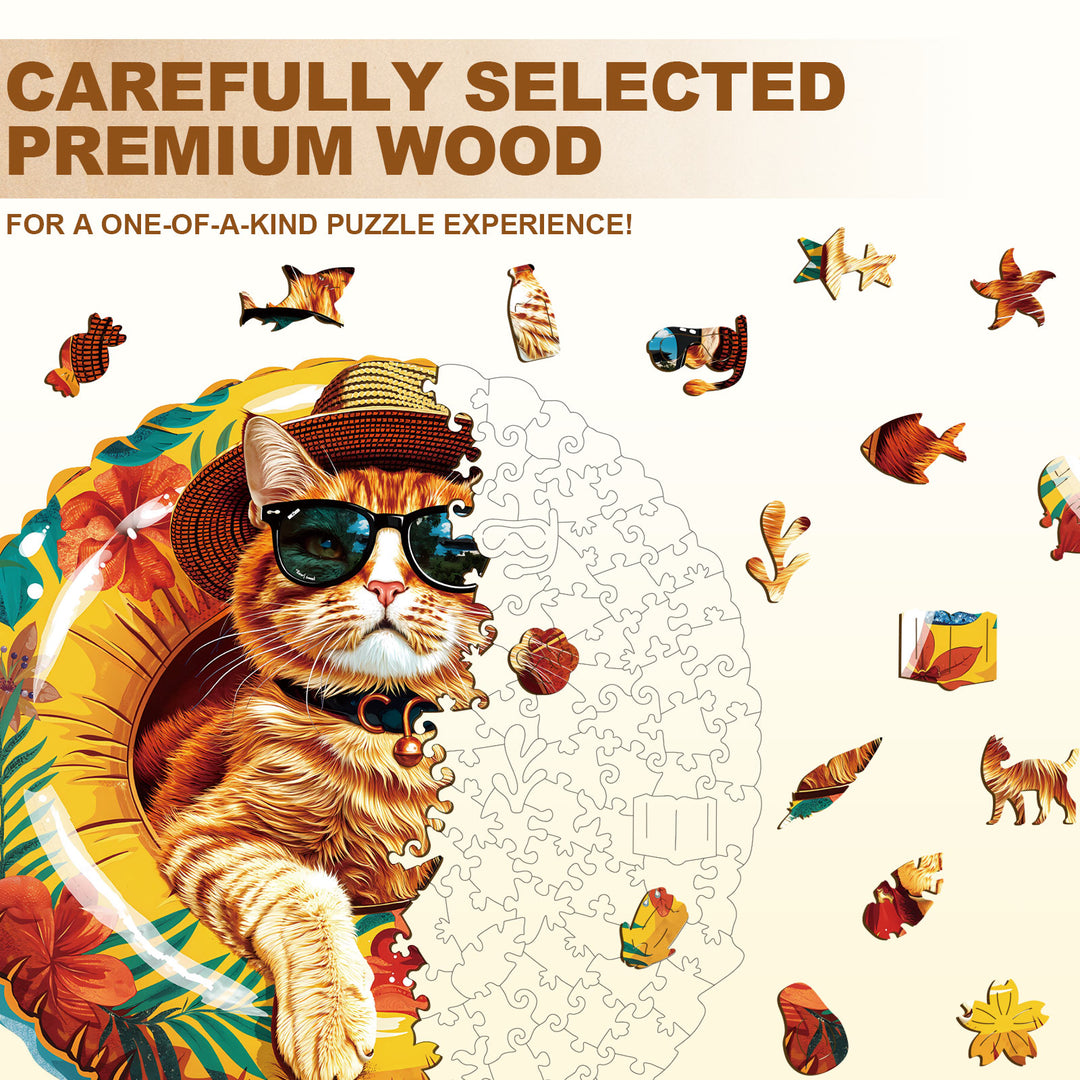 The Cat Off Duty Wooden Jigsaw Puzzle