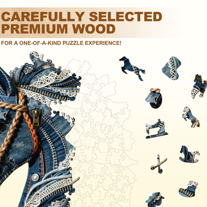 Denim Horse Wooden Jigsaw Puzzle