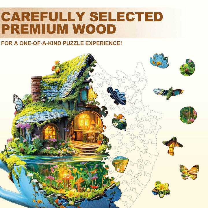 green Field mug Wooden Jigsaw Puzzle