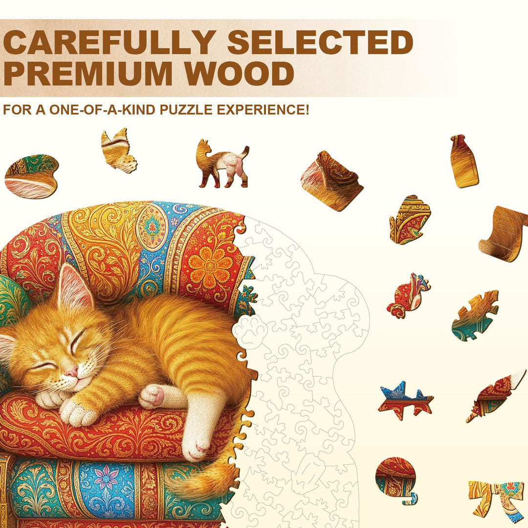 Kitten sofa Wooden Jigsaw Puzzle