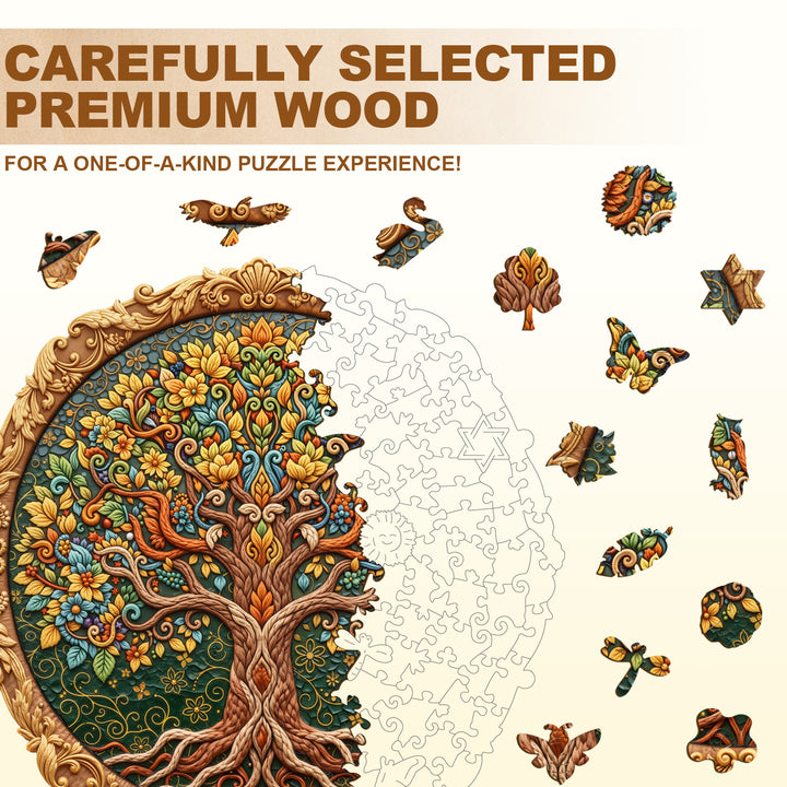 Embroidered Tree of Life Wooden Jigsaw Puzzle