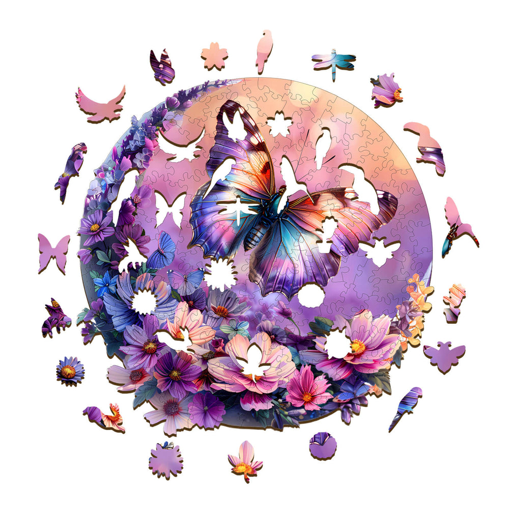 Butterfly and Moon-2 Wooden Jigsaw Puzzle - Woodbests