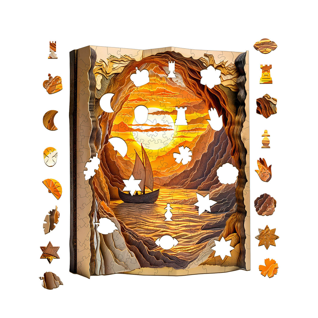 3D  Sunset sailing Wooden Jigsaw Puzzle
