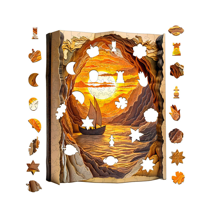 3D  Sunset sailing Wooden Jigsaw Puzzle