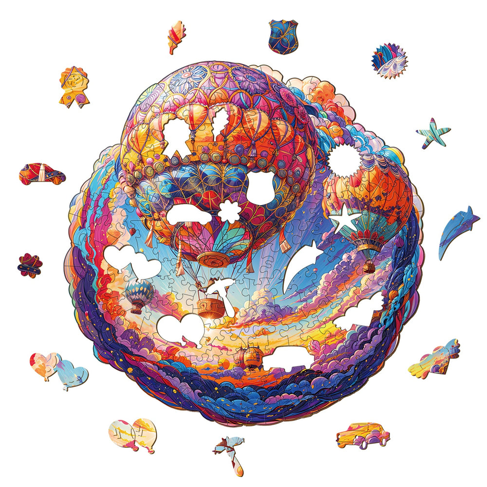 Hot Air Balloon Wooden Jigsaw Puzzle-Woodbests
