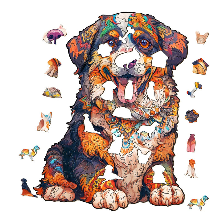 Bernese Mountain Dog Wooden Jigsaw Puzzle-Woodbests