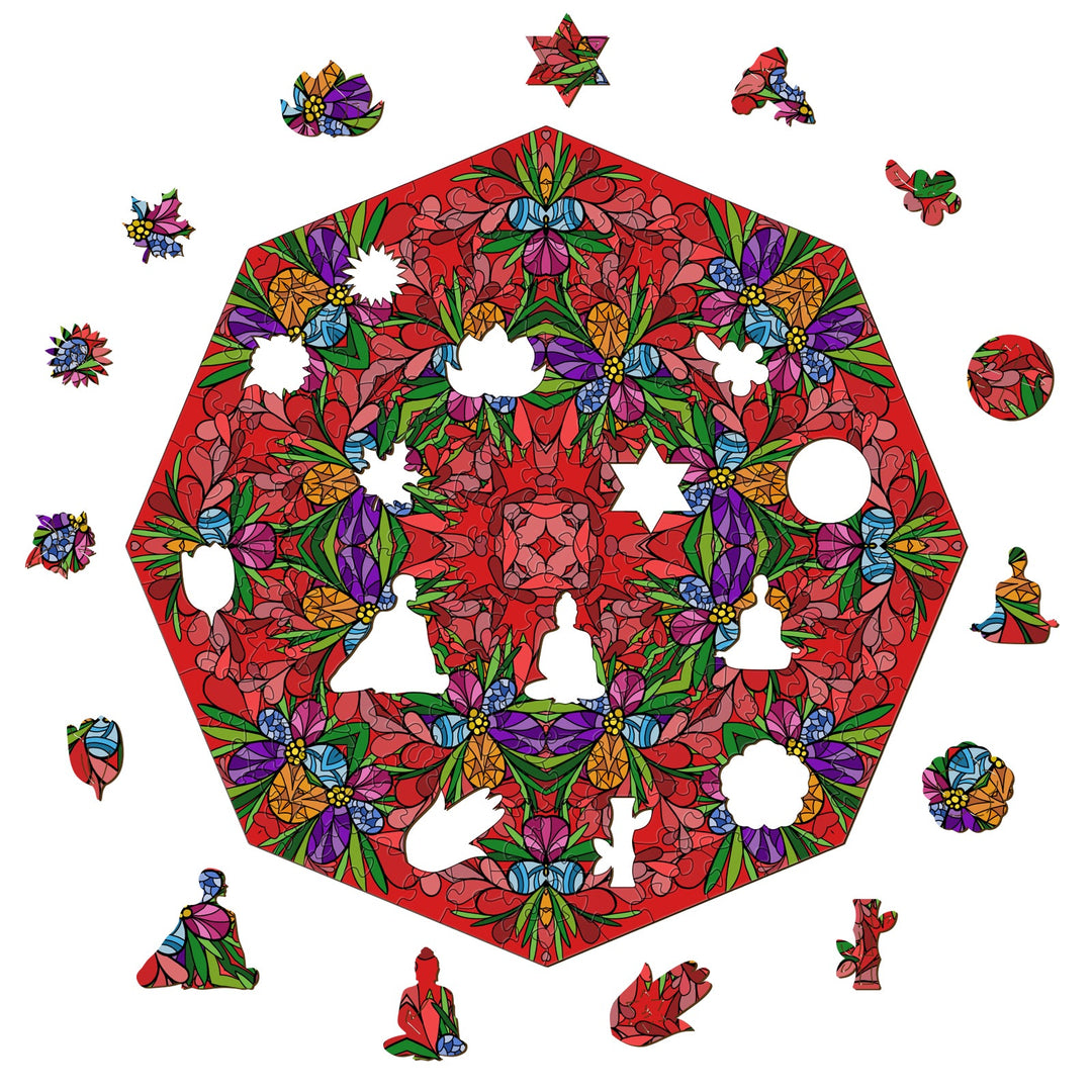 Colorful doodle art 'Bursting Blooms' by Lori Anne McKague featuring intricate floral and figure designs.