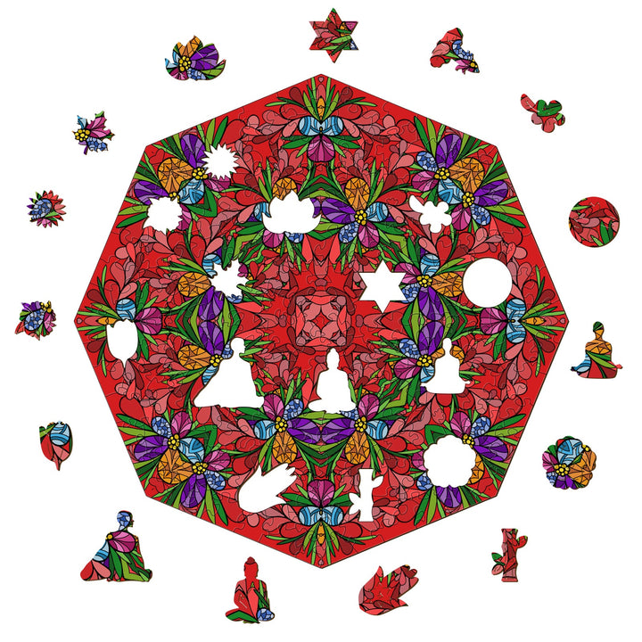 Colorful doodle art 'Bursting Blooms' by Lori Anne McKague featuring intricate floral and figure designs.