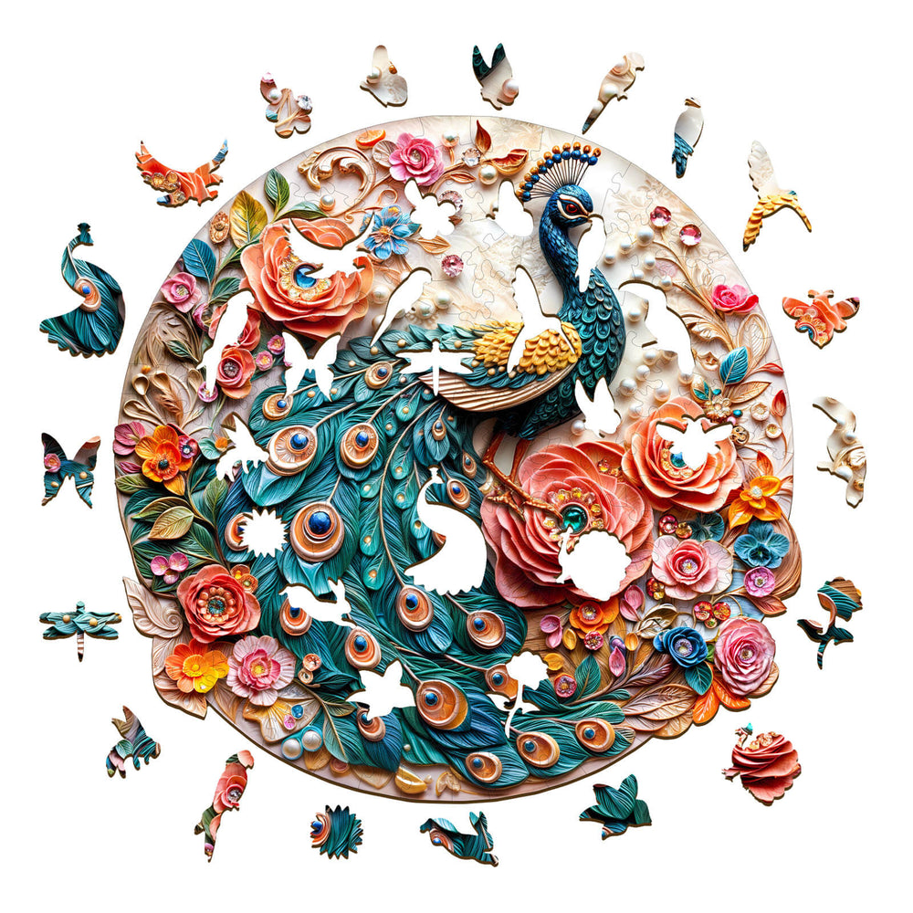Jewel Peacock Wooden Jigsaw Puzzle - Woodbests