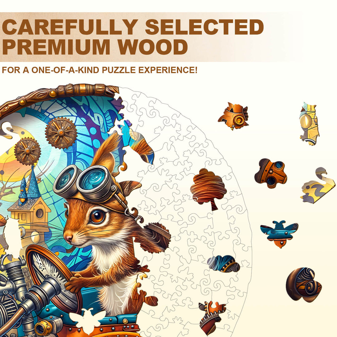 Happy squirrel Wooden Jigsaw Puzzle