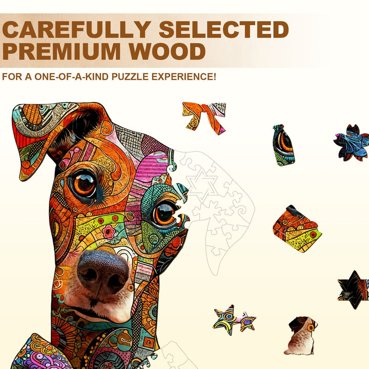 Line Art Dog Wooden Jigsaw Puzzle