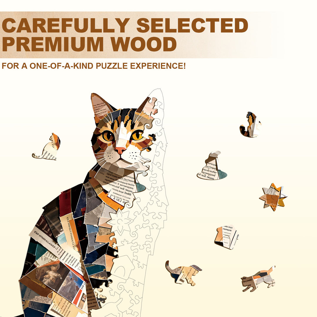 Paper Art Cat Wooden Jigsaw Puzzle