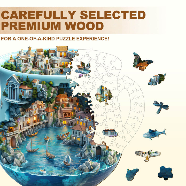 Seaside town Wooden Jigsaw Puzzle