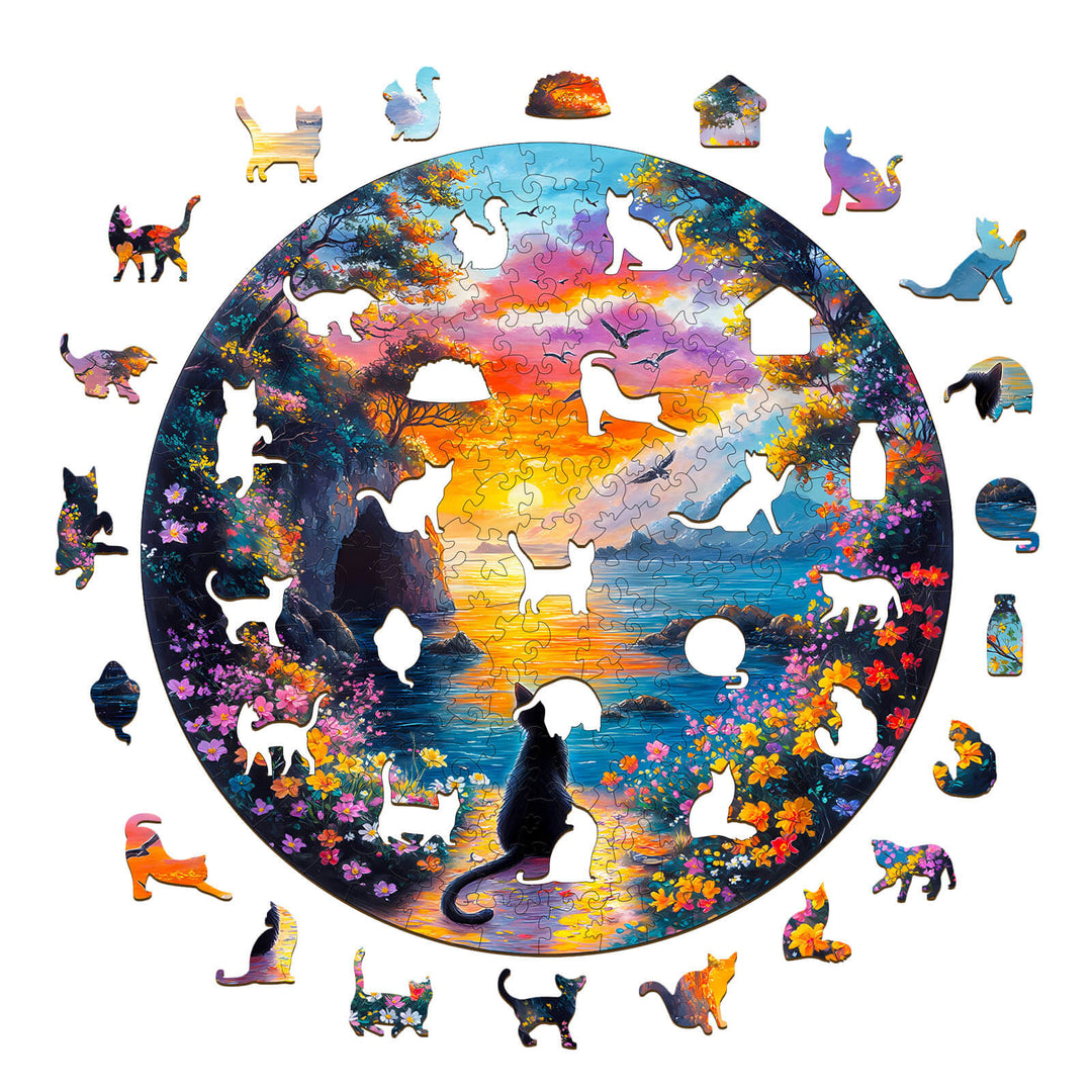 Sunset Kitten Wooden Jigsaw Puzzle - By Woodbests